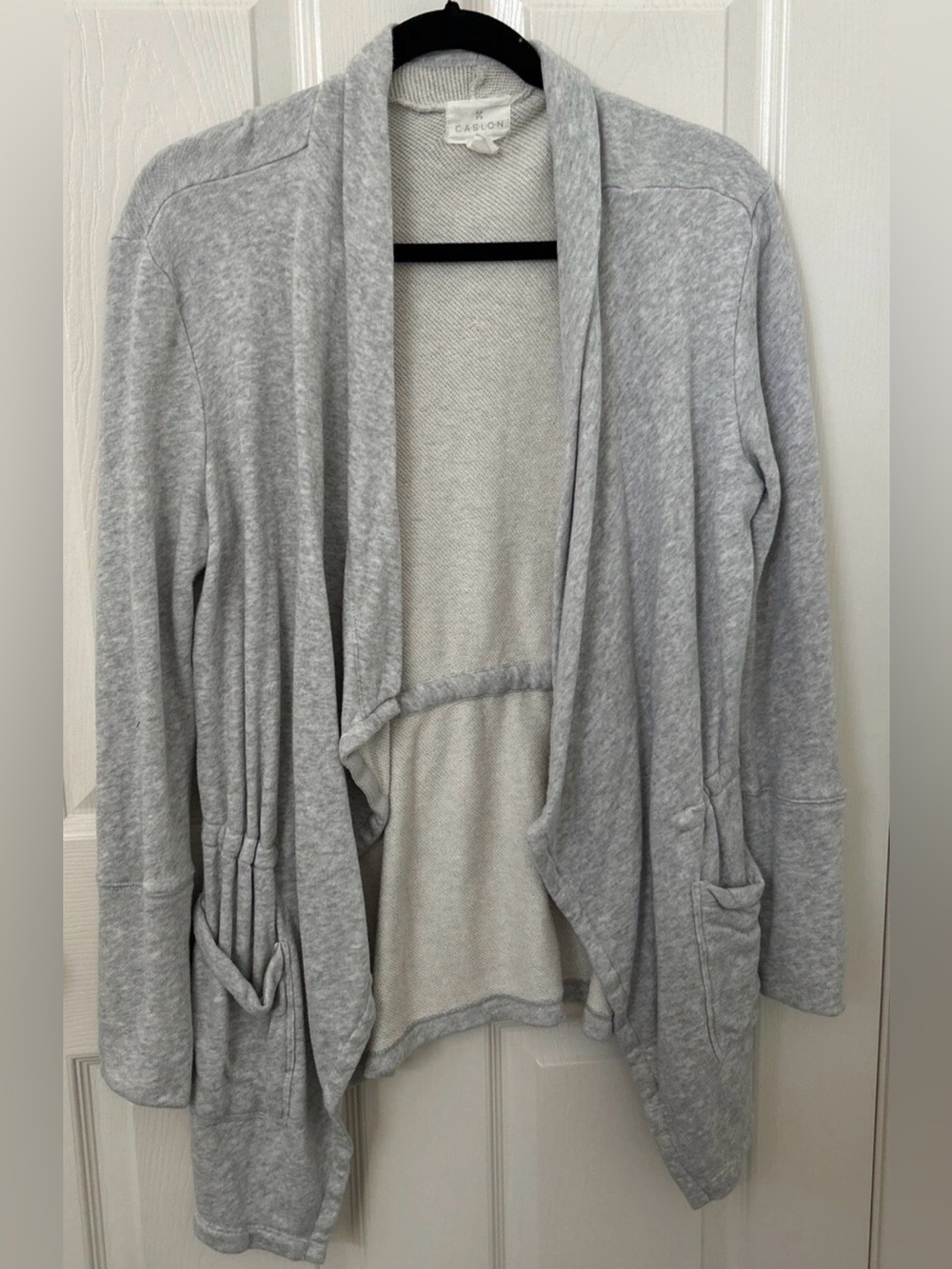 Caslon Light Heather Gray Open-Front Drape Cardigan